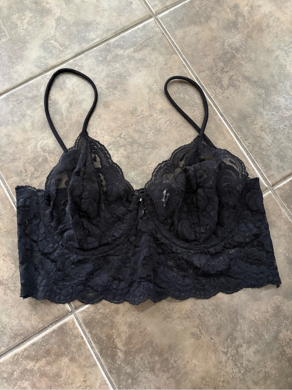 Papillon Blanc Black Lace Longline Bralette